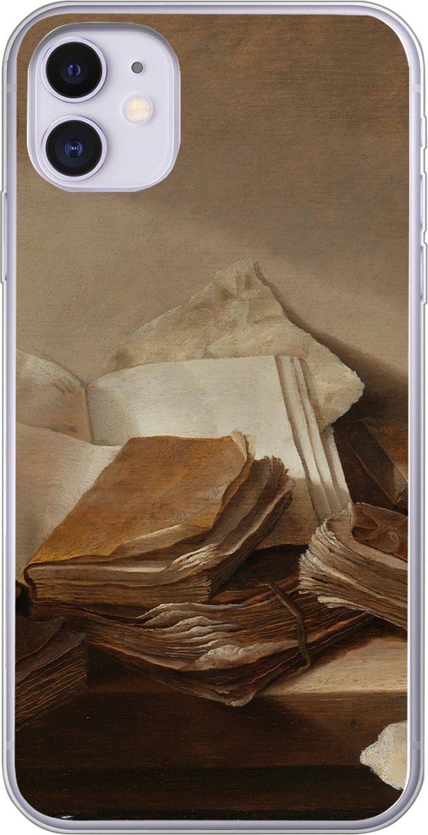 Telefoonhoesje Geschikt voor iPhone 11 hoesje - Stilleven met boeken - Schilderij van Jan Davidsz. de Heem - Siliconen Telefoonhoesje Telefoonhoesje