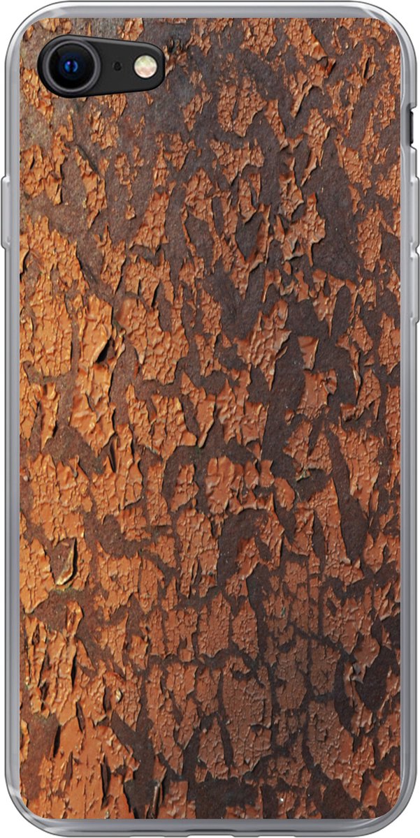 Telefoonhoesje Geschikt voor iPhone SE 2022 hoesje - Roest print - Bruin - Oranje - Metaal - Patroon - Structuur - Siliconen Telefoonhoesje Telefoonhoesje