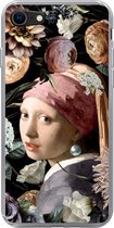 Geschikt voor iPhone SE 2020 hoesje - Meisje met de parel - Bloemen - Vermeer - Pastel - Kunstwerk - Schilderij - Oude meesters - Siliconen Telefoonhoesje