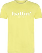 Heren Tee SS met Ballin Est. 2013 Regular Fit Shirt Print - Geel - Maat 3XL