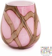 Design Vaas Oblique - Fidrio PINK FLAME - glas, mondgeblazen bloemenvaas - hoogte 22 cm