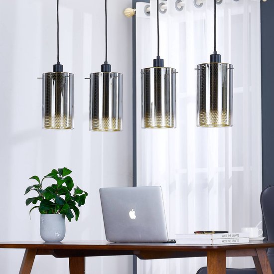 Lucande LED hanglamp Kassi, zwart, ijzer, dimbaar, 90 cm