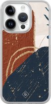 Casimoda® hoesje - Geschikt voor iPhone 14 Pro - Abstract Terracotta - 2-in-1 case - Schokbestendig - Geometrisch patroon - Verhoogde randen - Rood, Transparant