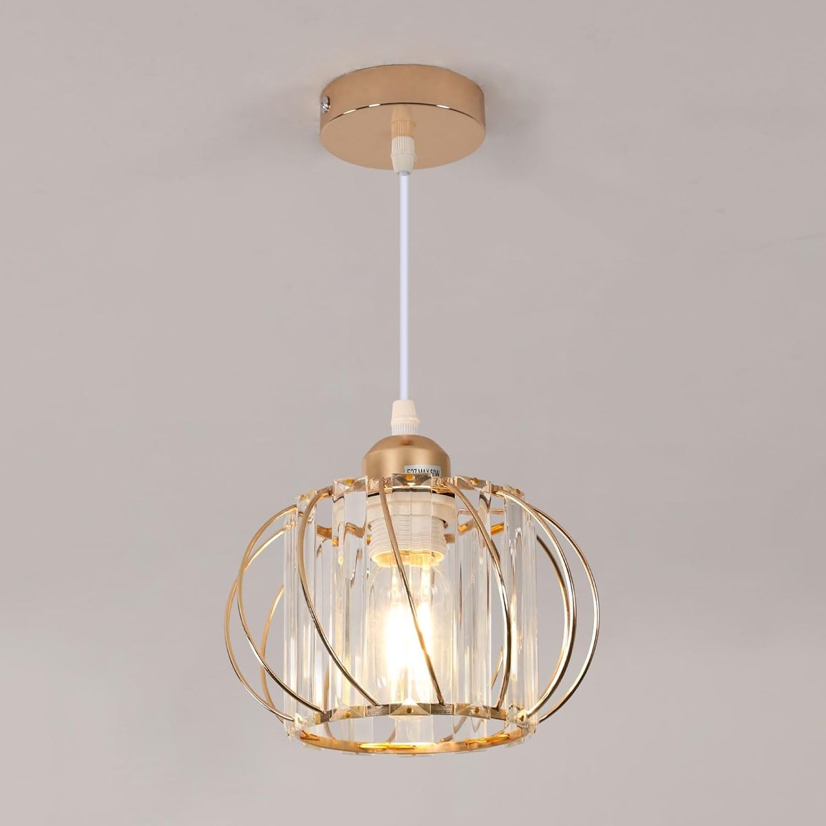 Delaveek-Vintage kristallen ijzeren hanglamp- E27 - Goud - 13 * 13 * 18 cm(lamp niet inbegrepen)