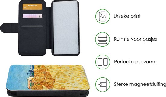Telefoonhoesje Geschikt voor iPhone 13 Mini telefoonhoesje - Oogst in de Provence - Vincent van Gogh - Met vakjes - Wallet case met magneetsluiting