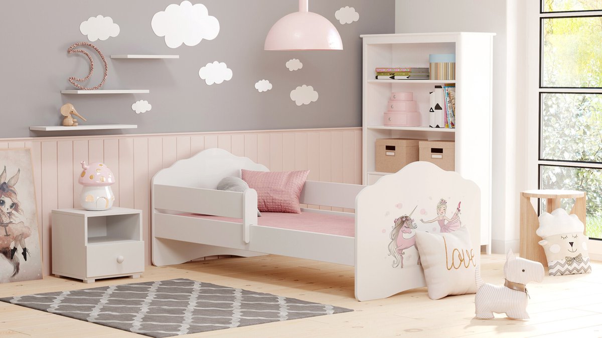 FALA - Peuterbed - 140x70cm - met hekje & matras - fee &eenhoorn thema — cadeau in Cadeau-ideeën - foto 5