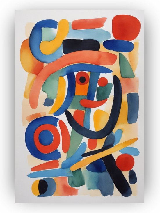 Abstract Karel Appel stijl schilderij - Waterverf glas schilderijen - Wanddecoratie abstract - Wanddecoratie industrieel - Plexiglas schilderij - Decoratie kamer - 60 x 90 cm 5mm