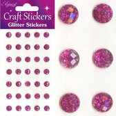 Oaktree - Stickers Glitter Diamantjes Fuchsia (per vel) 8mm