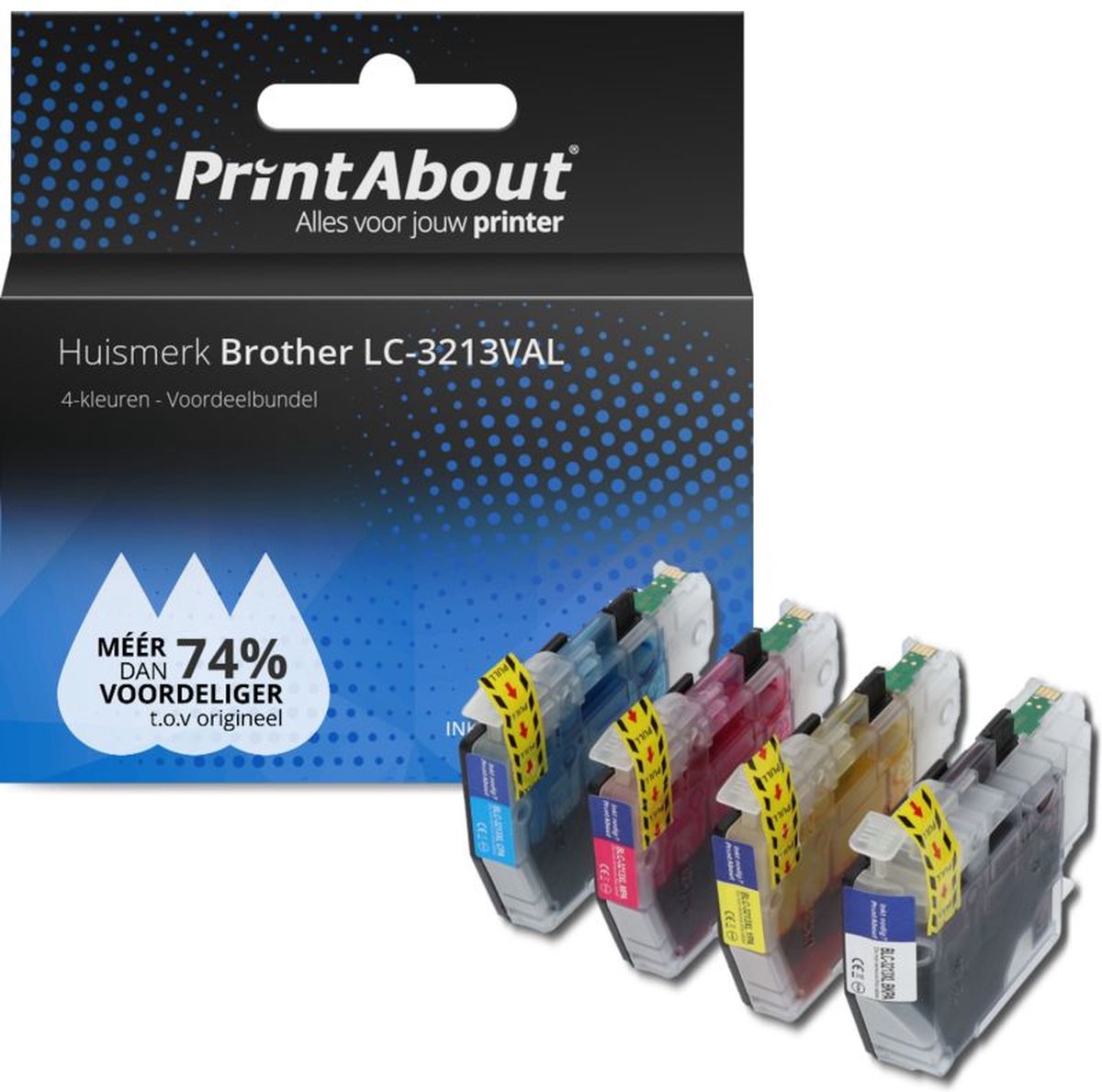 PrintAbout - Inktcartridge / Alternatief voor de Brother LC-3213BK Inktcartridge - 4 kleuren