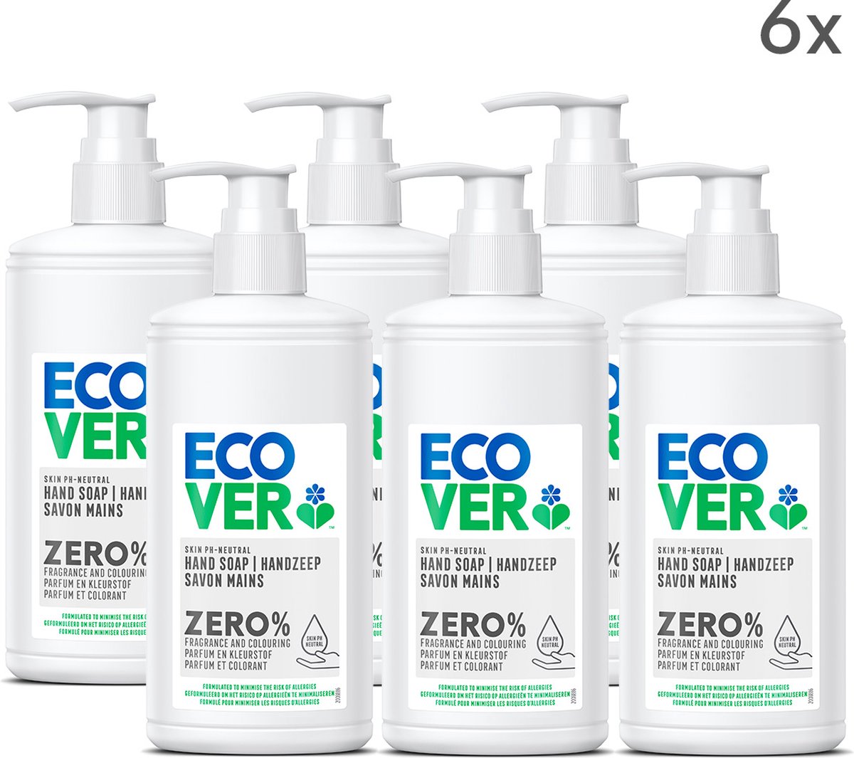 Ecover Ecologische Handzeep - ZERO - 0% zeep - 6 x 250ml - Voordeelverpakking