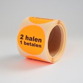 “2 halen 1 betalen” stickers op rol - 225 per rol - 50mm oranje