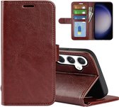 Samsung Galaxy S24 Hoesje - MobyDefend Wallet Book Case (Sluiting Achterkant) - Bruin - GSM Hoesje - Telefoonhoesje Geschikt Voor Samsung Galaxy S24