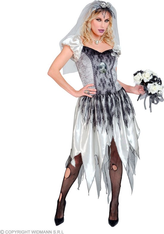 Widmann - Spook & Skelet Kostuum - Verdwenen Spook Bruid - Vrouw - Zwart / Wit - Large - Halloween - Verkleedkleding