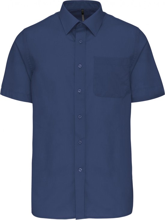 Overhemd Heren 4XL Kariban Korte mouw Deep Blue 65% Polyester, 35% Katoen