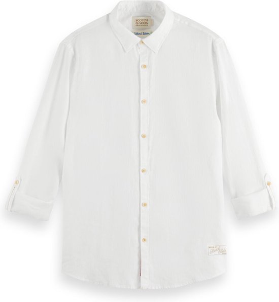Scotch & Soda Linen shirt with roll-up Heren Overhemd