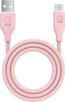 Qware - USB A to USB C - Kabel - Cable - Fast charge - Snel laden - 1 meter - Siliconen - Knoop vrij - Extra flexibel - Roze