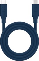 Qware - USB C to USB C - Kabel - Cable - Fast charge - Snel laden - 1 meter - Siliconen - Knoop vrij - Extra flexibel - Blauw