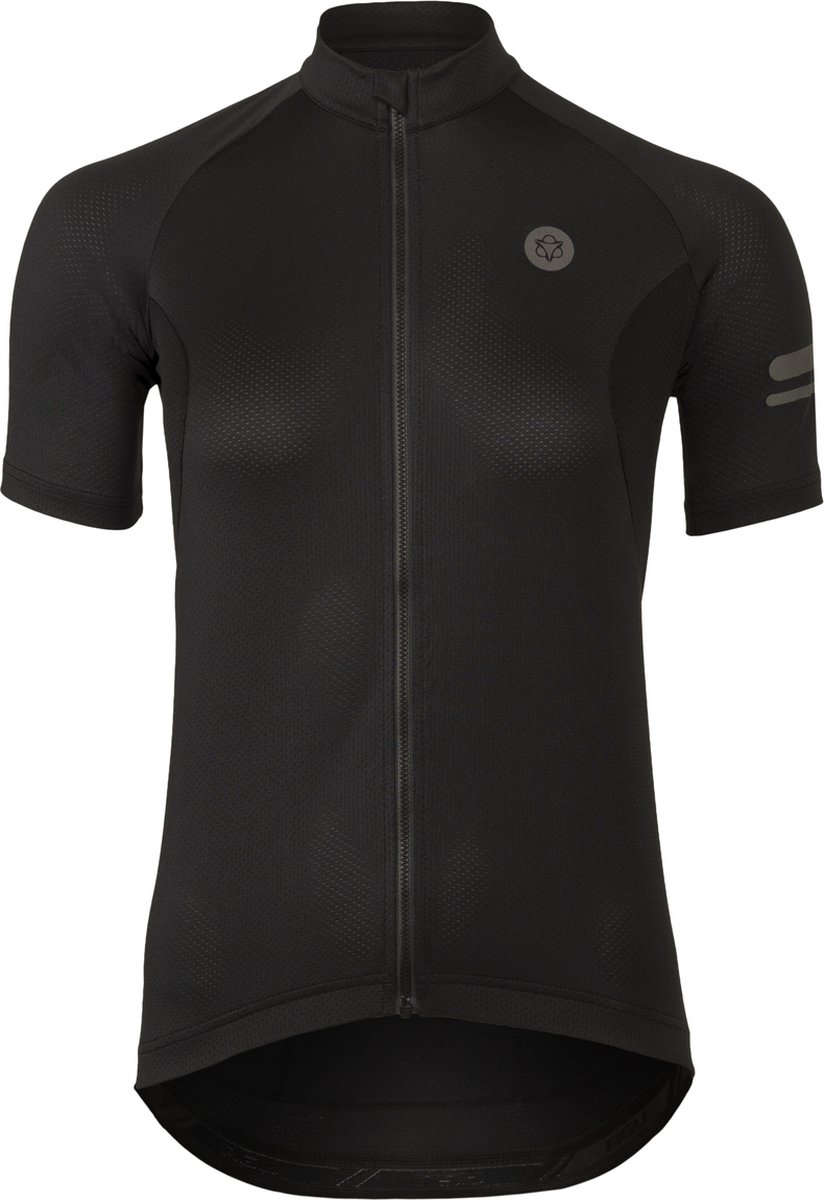 agu Core Fietsshirt Dames Korte Mouwen - Zwart - Drie achterzakken - YKK-rits over de hele lengte - Sneldrogend interlock