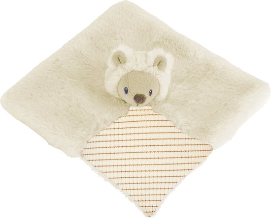 Ecru knuffeldoekje met een schaapje en strepen