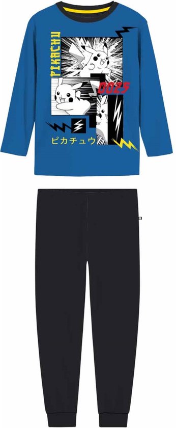 Pokemon pyjama - blauw met zwart - Pokémon pyama - maat 134/140