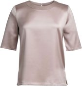 Blouse Dames 44 EU (16 UK) Brook Taverner Ronde hals Korte mouw Taupe 97% Polyester, 3% Elasthan