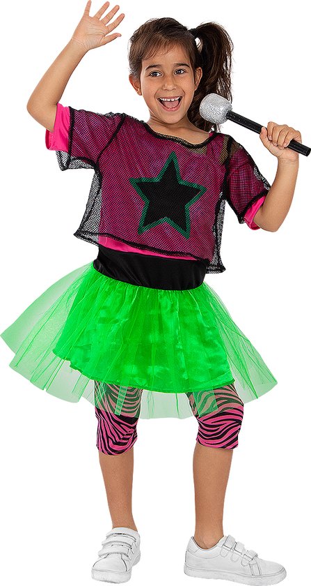 FUNIDELIA Rocker kostuum voor meisjes - Maat: 122 - 134 cm - Roze