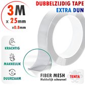 TENTA® Dubbelzijdig tape extra dun met Mesh 3M x 25mm x 0.8mm