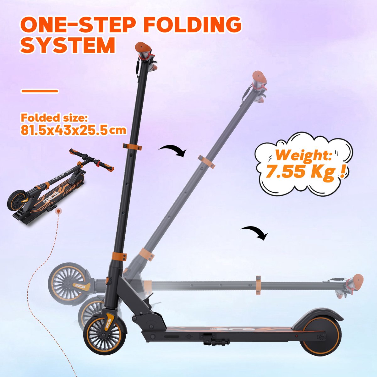 Elektrische Step Kinderen - 20km/u - 250W piek - Tot 80 kg - Voor kinderen en tieners - Oranje — afbeelding 8