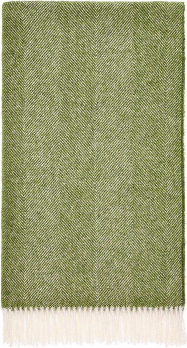 Plaid Visgraat Groen (Apple) - Shetland Lamswol - 140x185 - Bronte by Moon Scotland