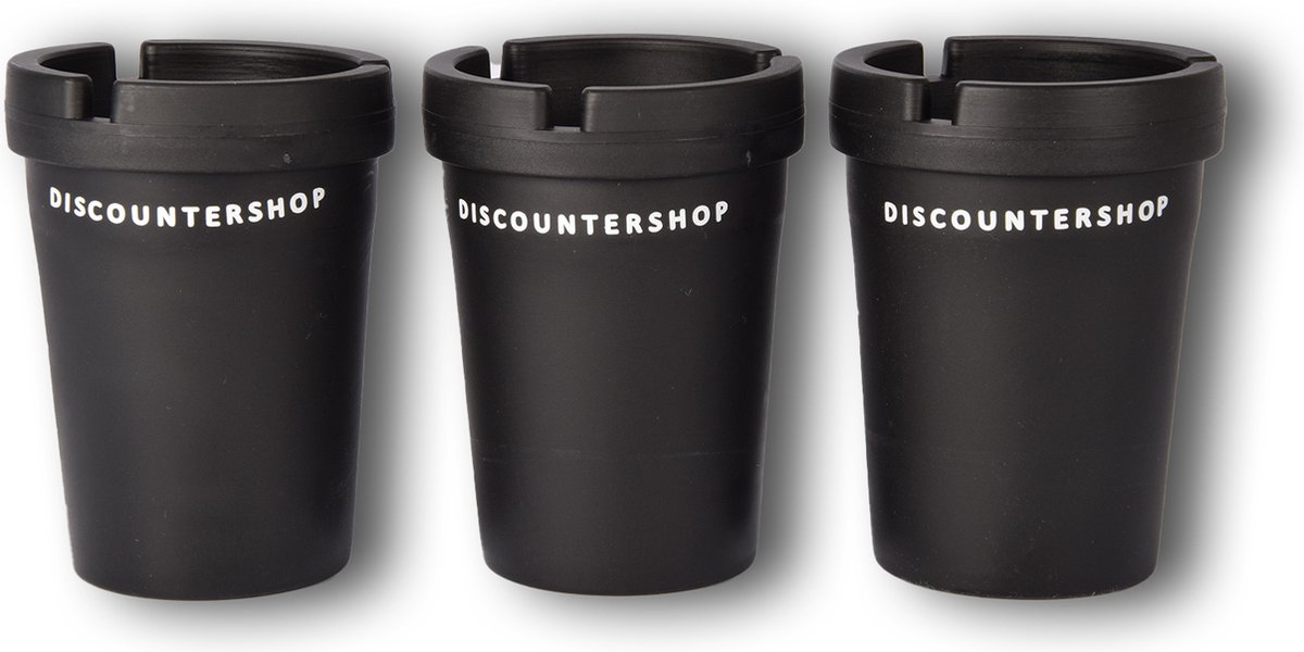 Set van 3 Auto Asbakken | Handige Cupholder Asbakken voor Binnenkant | Zwart Auto-Interieuraccessoires | 8x11 cm