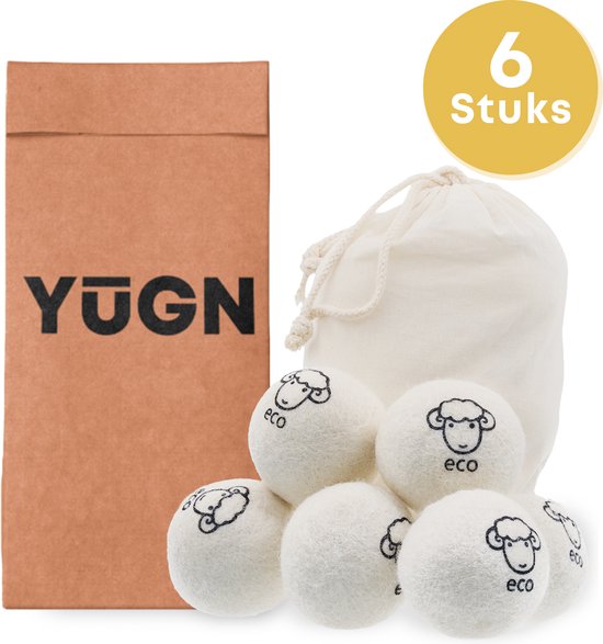 Foto: Yugn eco set 6 stuks drogerballen wol wasbol droogballen wasballen droger ballen wasbollen voor wasdroger drogerballen voor wasdrogers dryer balls cadeautip