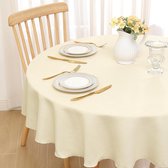 Linnen look, afwasbaar, lotuseffect, tafelzeil, waterafstotend, tafellinnen, vlekbescherming, rond, 140 cm, beige