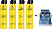 Got2b - Glued Haarspray - 4 x 300 ml + Got2b Wax 75 ml - Extreem Freeze