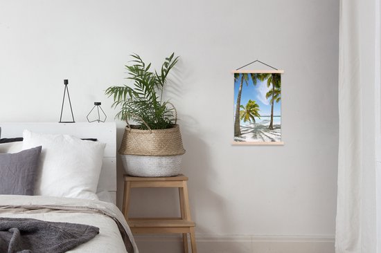 Palmiers avec hamac sur la plage de sable affiche école lattes plates vierges 40x60 cm - Tirage photo sur poster textielposter (décoration murale salon / chambre) / Mer et plage