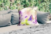Sierkussen Buiten - Lavendel - Vlinder - Bloemen - 60x60 cm - Weerbestendig