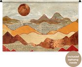 Wandkleed - Wanddoek - Vintage - Krant - Brons - Abstract - Landschap - Kleuren - 150x100 cm - Wandtapijt
