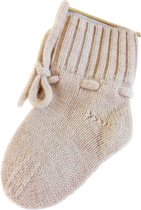 Babyslofjes newborn - 100% Merino wol – beige - slofjes voor je baby, dreumes en peuter voor jongens en meisjes - 0-3 Maanden (9,5cm) - schoenmaat 16-17