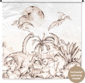 Tapisserie murale - Toile murale - Dino - Enfants - Jungle - Plantes - Kids - 180x180 cm - Tapisserie