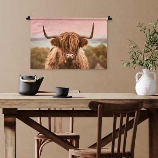 Tapisserie - Tissu mural - Vache - Highlander écossais - Animal - 60x40 cm - Tapisserie