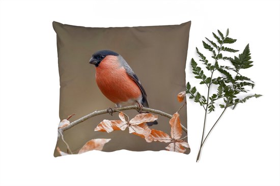 Foto: Sierkussens kussentjes woonkamer 60x60 cm vogel bladeren herfst goudvink 