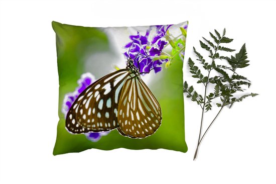 Sierkussens - Kussentjes Woonkamer - 45x45 cm - Lavendel - Vlinder - Botanisch
