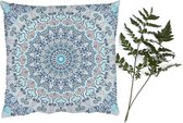 Sierkussens - Kussentjes Woonkamer - 40x40 cm - Bohemian - Blauw - Mandala - Hippie - Flora