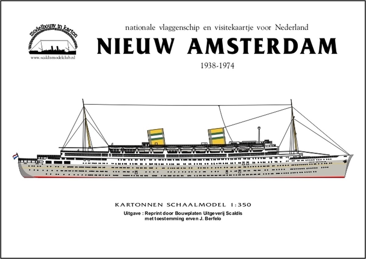 Nieuw Amsterdam,; grijze + zwarte romp, herdruk Veritas 1/350