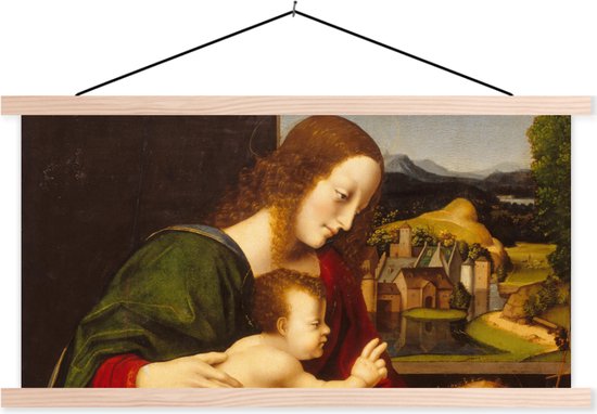 Posterhanger incl. Poster - Schoolplaat - Johannes de Doper - Leonardo da Vinci - 150x75 cm - Blanke latten