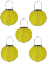 Solar lampionnen geel 35 cm - 5 stuks