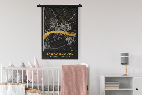 Tapisserie murale - Carte - Or - Plan de ville - Schoonhoven - 60x90 cm - Tapisserie