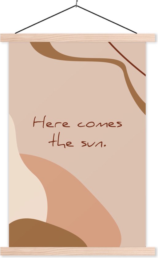 Porte-affiche avec affiche - Affiche scolaire - Été - Citation - Marron - 60x90 cm - Lattes vierges