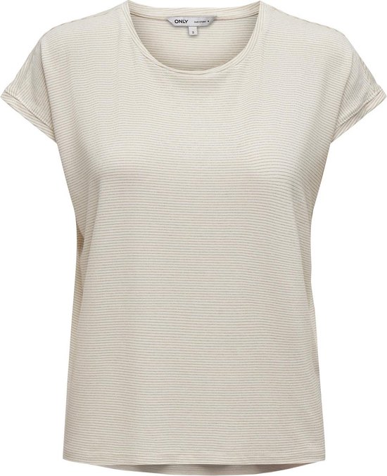 Only T-shirt Onlclaudia S/s Glitter Stripe Top J 15318422 Cloud Dancer Dames Maat - XL
