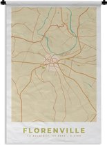 Wandkleed - Wanddoek - Stadskaart - Florenville - Vintage - Kaart - Plattegrond - 90x135 cm - Wandtapijt