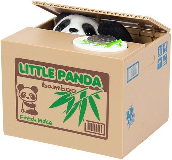 MikaMax Panda Spaarpot – Money box – Sparen – Elektrische Spaarpot - Draadloos - 10 x 11,5 x 12 cm - MikaMax
